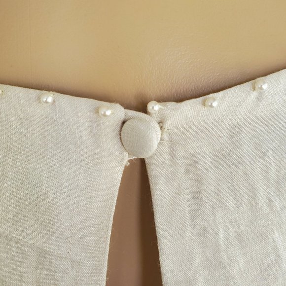 VTG Adrianna Papell Beaded Sleeveless Dress Women's 10 Rayon Ivory Lined Ruffles - Picture 13 of 15